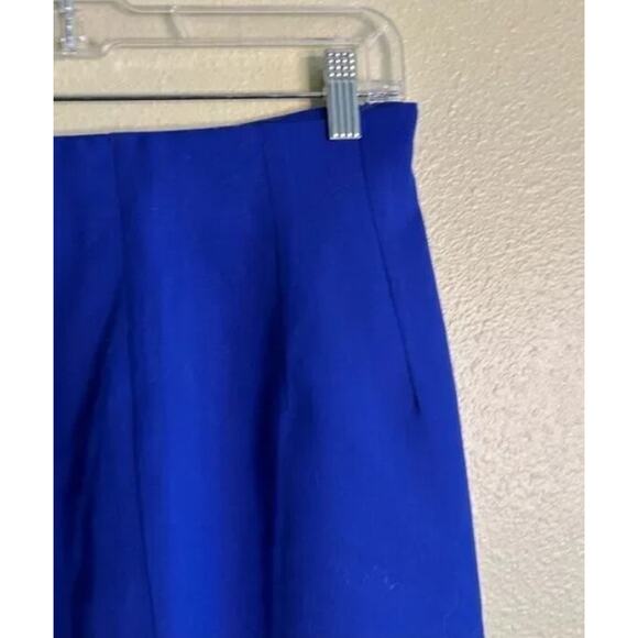 Harris Wallace Blue Wool Pencil Skirt Size 10 Fitted Lined Office Work Wear Zip - Picture 2 of 4